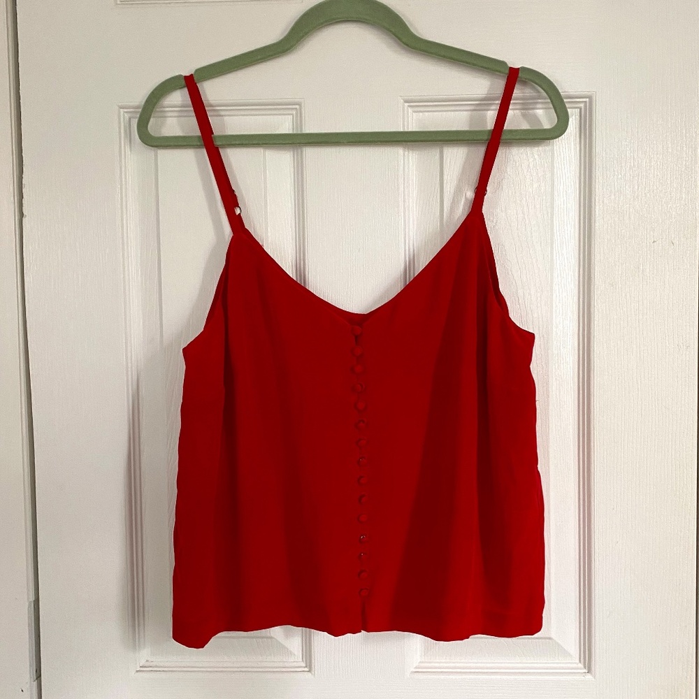 Madewell Red Silk Button-down Cami